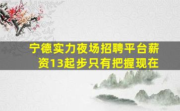 宁德实力夜场招聘平台薪资13起步只有把握现在